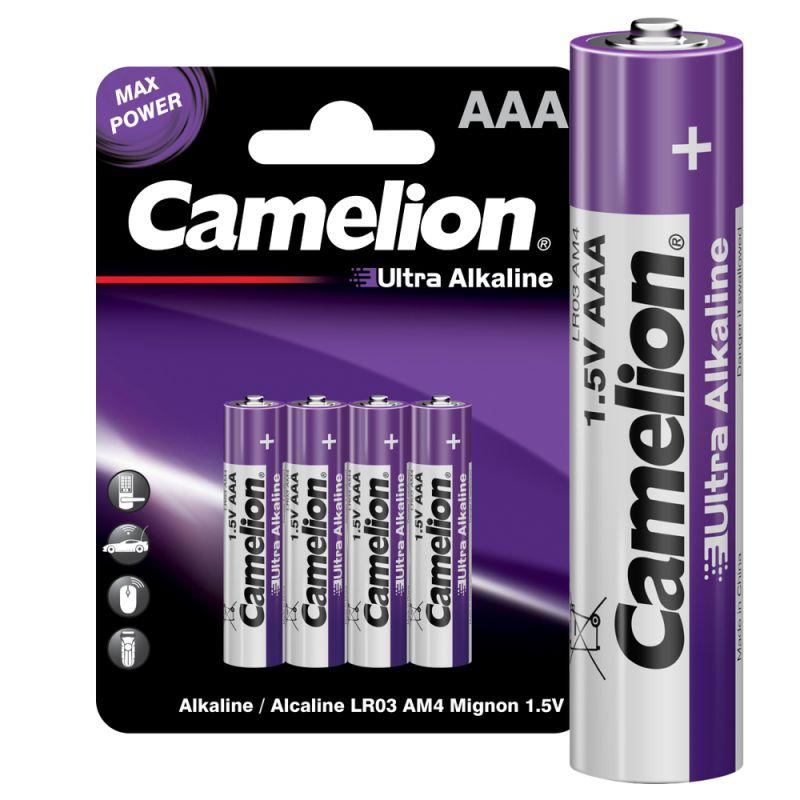 Элемент питания алкалиновый AAA/LR03 1.5В Ultra BL-4 (уп.4шт) Camelion14985