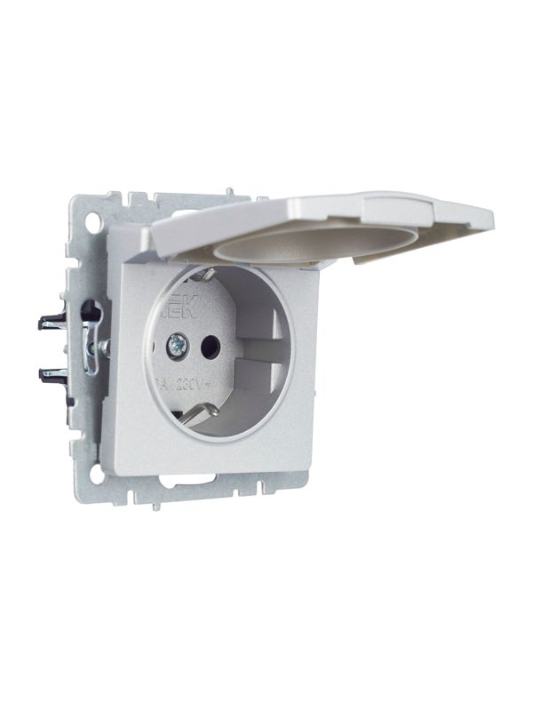 Розетка BRITE РСбш10-3-БрА 16А IP20 с заземл. защ. шторки с крышкой механизм алюм. IEK BR-R16-16-K47