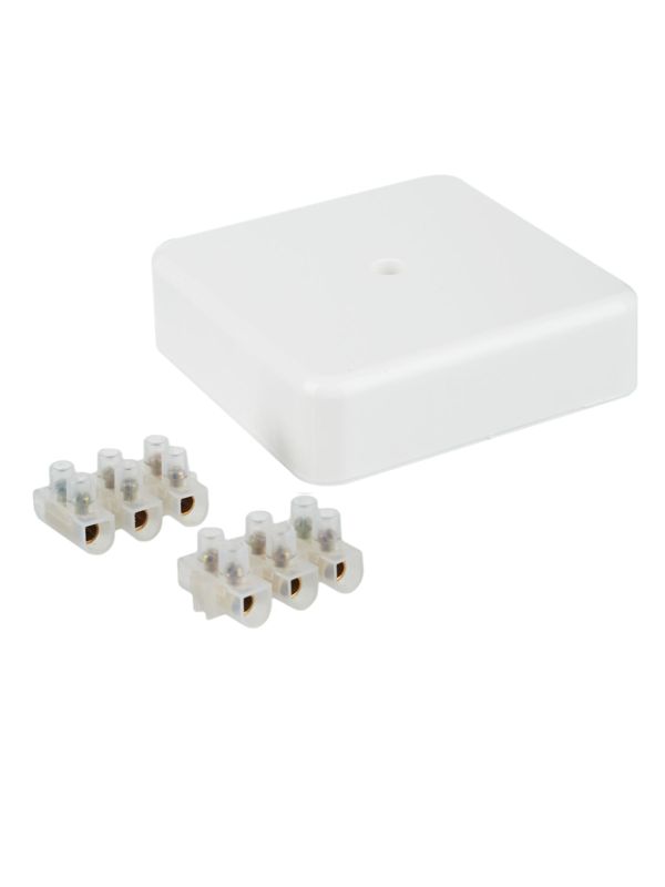 Коробка распаячная ОП 75х75х20 IP40 КМ41212-01 (6 клем. 6кв.мм) бел. IEK UKO10-075-075-020-K01