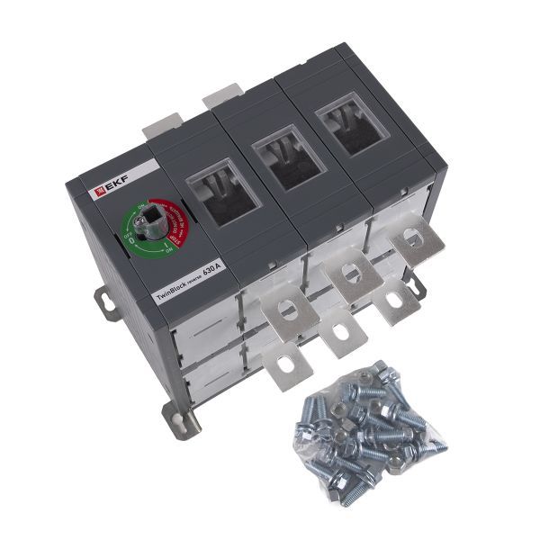 Рубильник 3п 630А реверсивный без рукоятки управления TwinBlock EKF tb-s-630-3p-rev