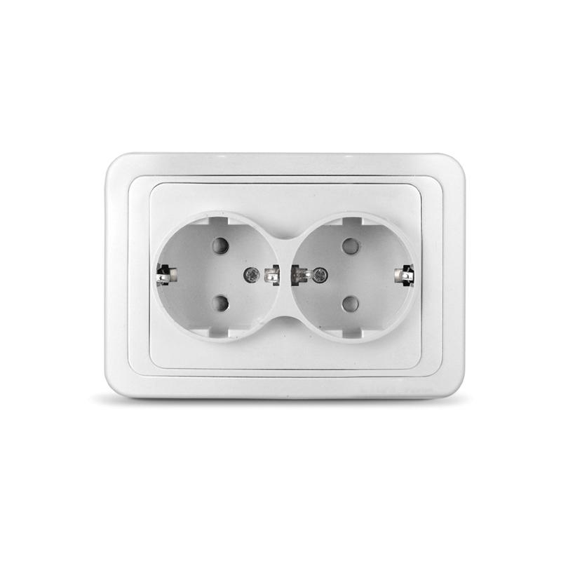 Розетка 2-м СП Валери 16А IP20 с заземл. защ. шторки бел. UNIVersal В0128x