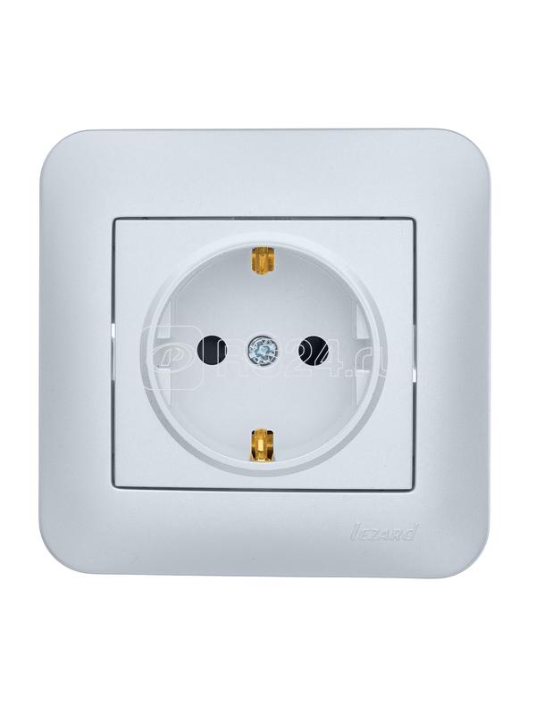 Розетка 1-м СП ASTI 16А IP20 с заземл. защ. шторки термопласт в сборе жемчуж./бел. перламутр. LEZARD 7081-3030-124B