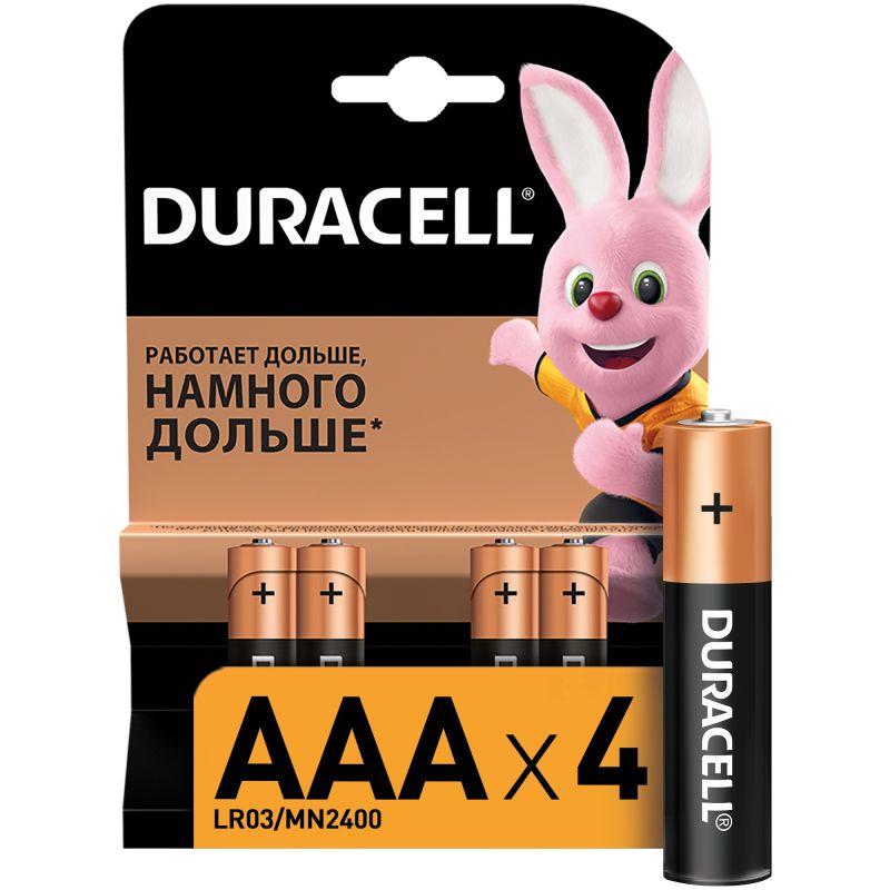 Элемент питания алкалиновый AAA/LR03/MN2400 Basic BP-4 (блист.4шт) Duracell Б0014046/Б0026813