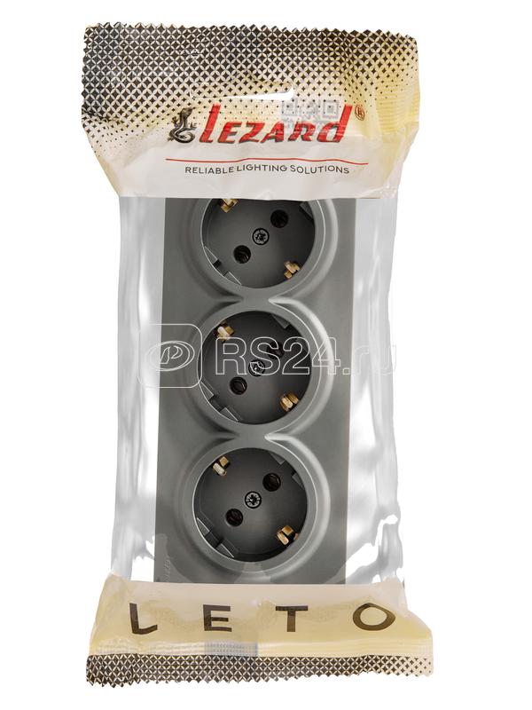 Розетка 3-мест. с заземл. LETO закрытый корпус ПБТ платина LEZARD 752-3500-127BUP