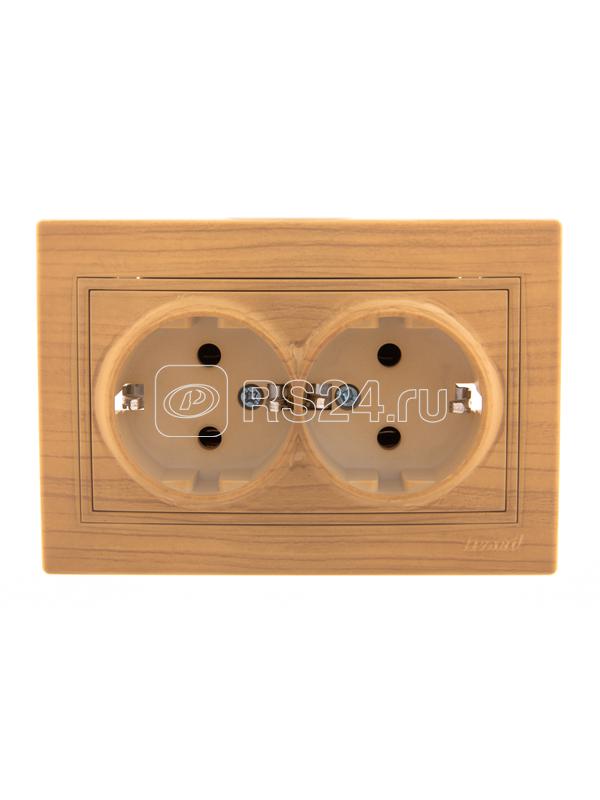 Розетка 2-м Mira с заземл. керамика ясень LEZARD 701-4747-127