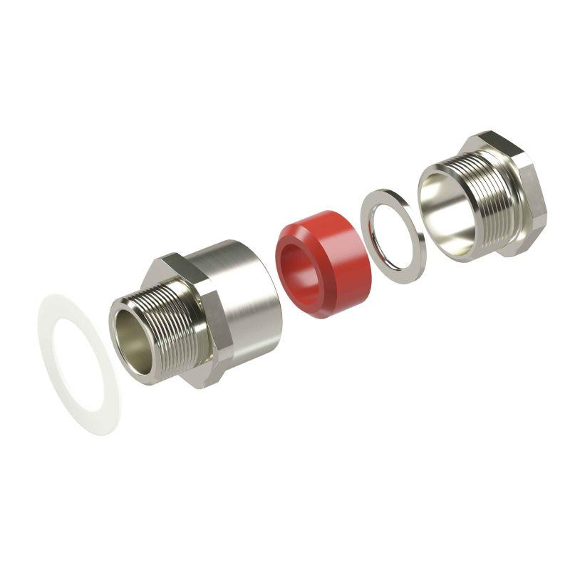 Ввод кабельный серии КН для небронир. кабеля М90х2 d62.8-71мм никелированная латунь IP66/IP68 DKC KH9MHK