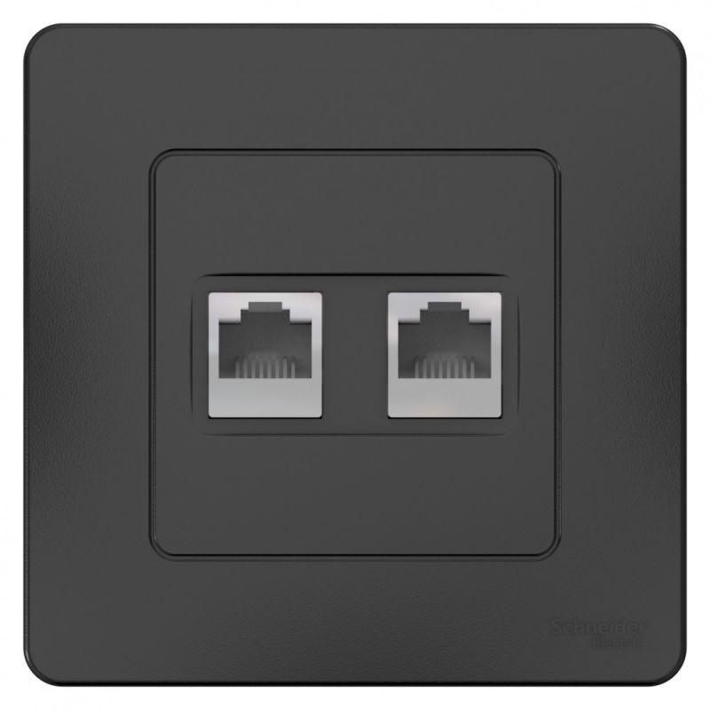 Розетка компьютерная 2-м СП Blanca RJ45 кат.5E антрацит SE BLNIS045456