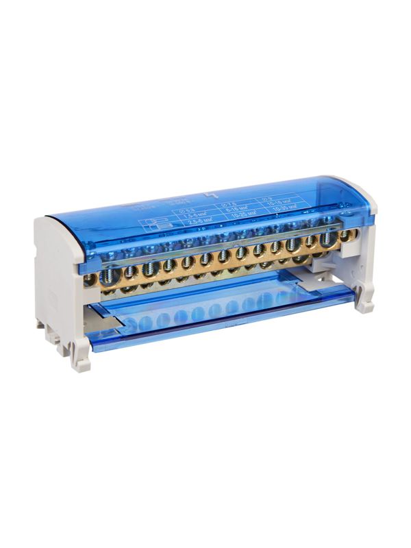 Шина на DIN-рейку в корпусе (кросс-модуль) ШНК 2х15 L+PEN IEK YND10-2-15-125