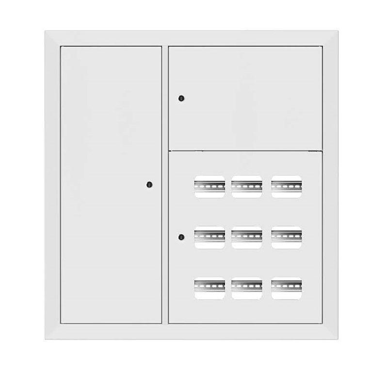 Щит этажный 9кв. слаботочка слева 3 окна в ряд по гориз. RAL9003 (1000х950х150) PROxima EKF mb29-v-9z-ral9003-1