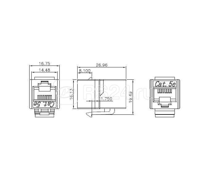 Адаптер проходной (coupler) Keystone Jack RJ45 (8P8C) 4 пары кат.5E CA2-KJ-C5e-WH бел. Hyperline 44821