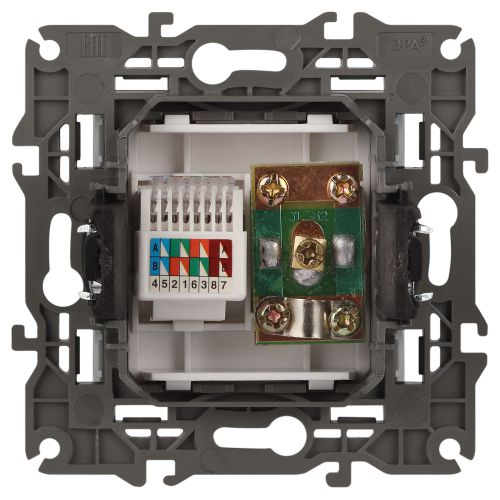 Розетка компьютерная + телевизионная 2-м Elegance 14-3110-01 RJ45 + TV IP20 механизм бел. Эра Б0034314