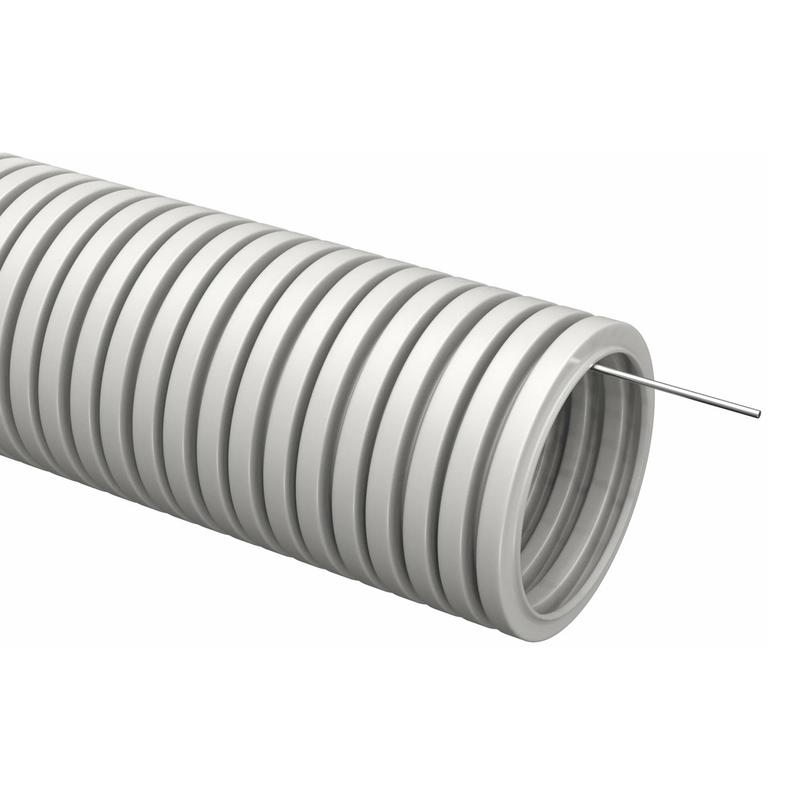 Труба гофрированная ПВХ d16мм с протяжкой сер. (уп.10м) TOKOV ELECTRIC TKE-TG/P-16-C06/10