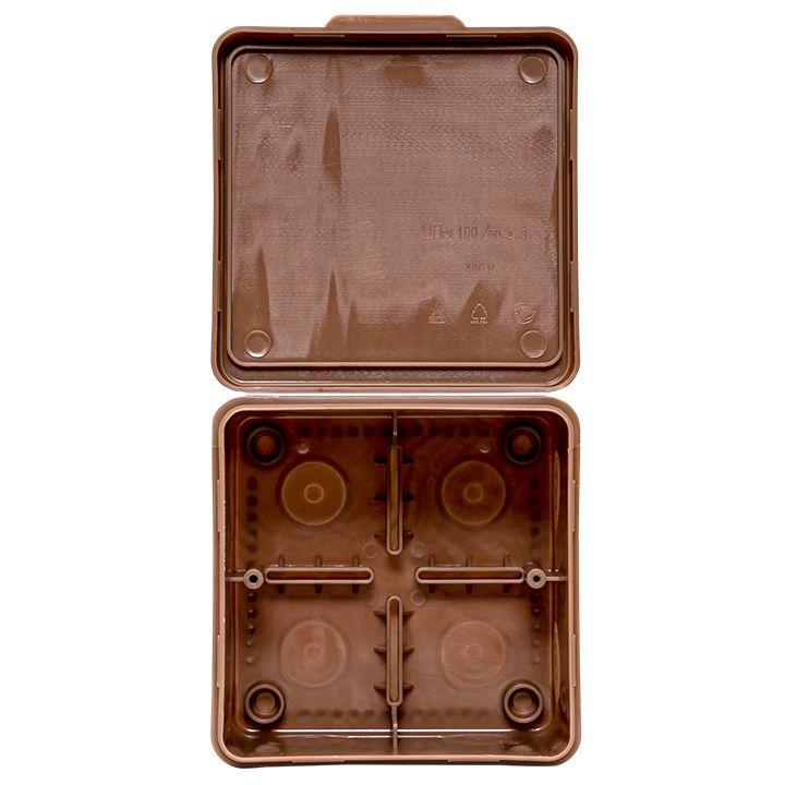 Коробка распаячная КМР-030-034 пылевлагозащ. 100х100х55 без мембранных вводов темн. дерево EKF plc-kmr-030-034-t