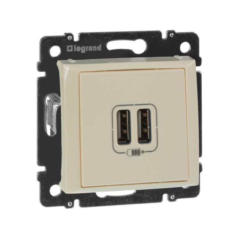 Розетка USB 2-м СП Valena сл. кость IEK 774170