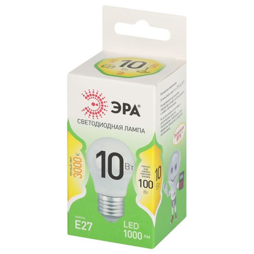 Лампа светодиодная GREEN LINE P45-10W-830-E27 GL 10Вт шар 3000К свет тепл. E27 Эра Б0066977
