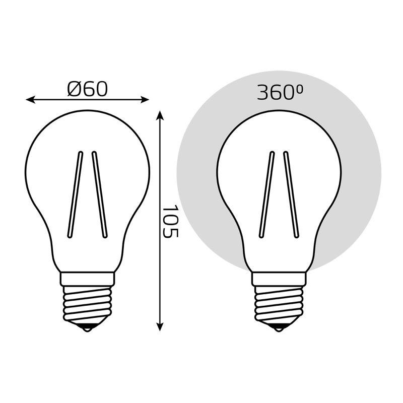 Лампа светодиодная филаментная Black Filament 10Вт A60 грушевидная 2700К тепл. бел. E27 930лм GAUSS 102802110