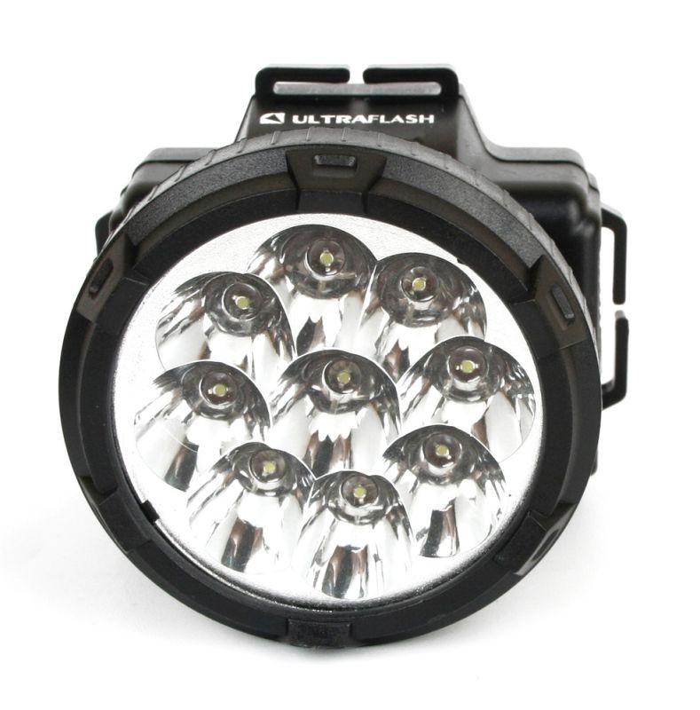 Фонарь аккумуляторный налобный LED5363 9LED 2 режима 220В пластик. черн. (бокс) Ultraflash 11257