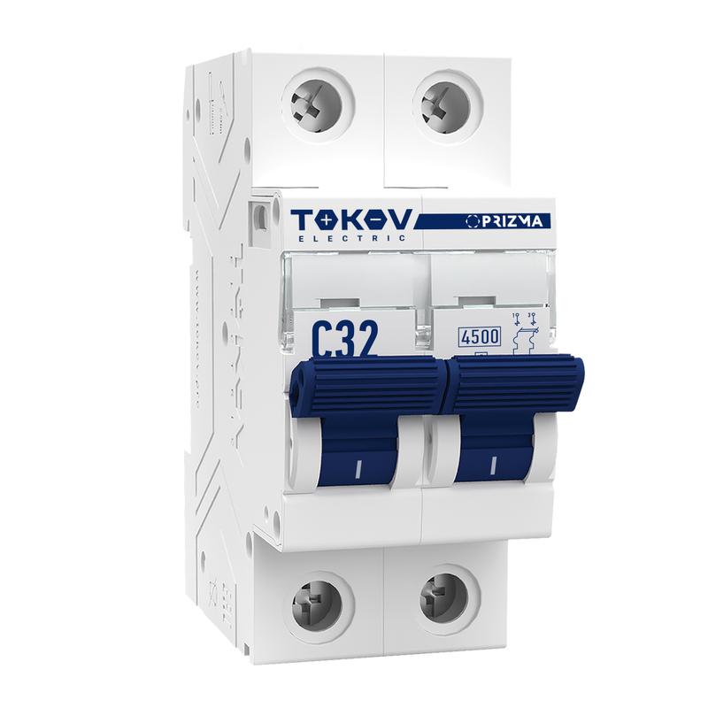 Выключатель автоматический модульный 2п C 32А 4.5кА PRIZMA TOKOV ELECTRIC TKE-PZ45-MCBI-2-32-C