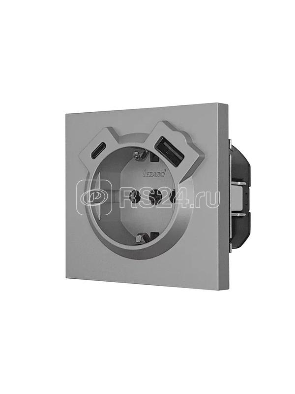 Розетка 1-мест. с/з Type-C+USB разъем СП ZIMA IP20 сер. матов. LEZARD 704-7488-181TC