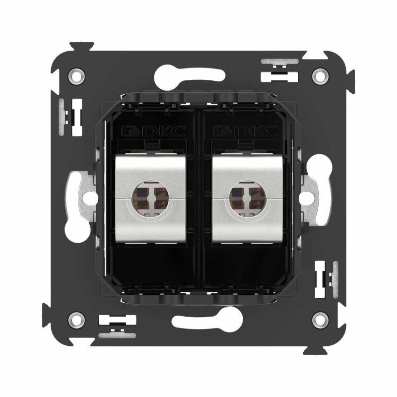 Розетка компьютерная 2-м СП Avanti "Черный квадрат" RJ45 кат.6 без шторок экранир. механизм DKC 4402794