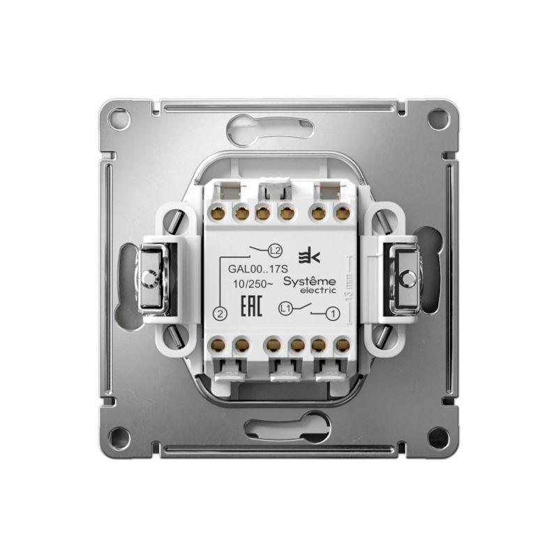 Выключатель кнопочный 2-кл. ArtGallery 10AX быстрозажим. клем. механизм сталь SE GAL000917S