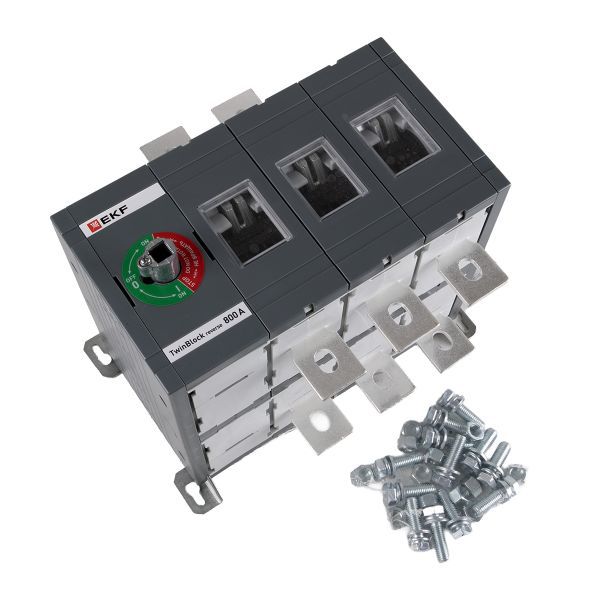 Рубильник 3п 800А реверсивный без рукоятки управления TwinBlock EKF tb-s-800-3p-rev