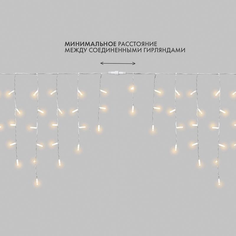 Гирлянда светодиодная "Айсикл" (бахрома) 4х0.6м 128LED тепл. бел. 10Вт 230В IP67 провод каучук бел. (нужен шнур питания 315-001) Neon-Night 255-206