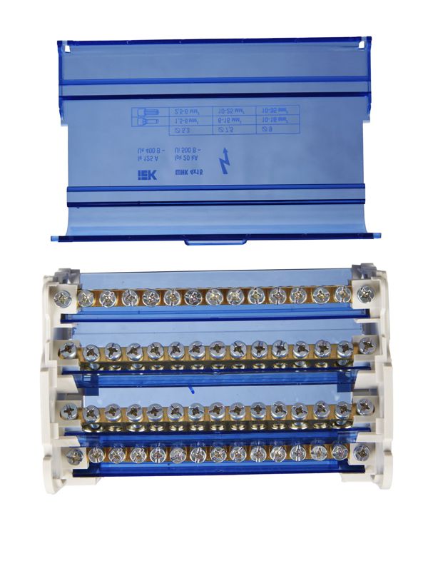 Шина на DIN-рейку в корпусе (кросс-модуль) ШНК 4х15 3L+PEN IEK YND10-4-15-125