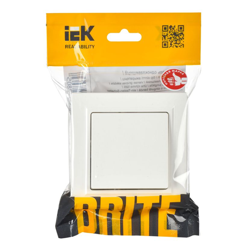 Выключатель 1-кл. СП BRITE ВСР10-1-0-БрБ 10А в сборе бел. IEK BR-V10-0-10-K01-F