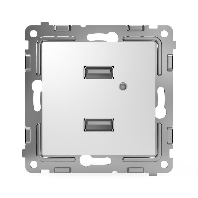 Розетка 2-м USB СП Pixel тип A+A 5В 1х2.1А 2х1.05А механизм бел. TOKOV ELECTRIC TKE-PX-2USB-C01