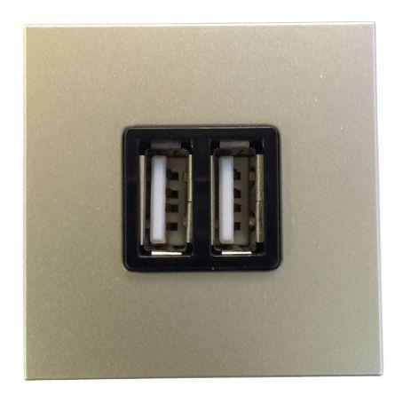 Розетка USB 2мод. Zenit 2х750мА/1х1500мА механизм шампань ABB 2CLA228500N1901