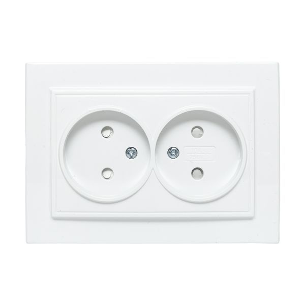 Розетка 2-м СП Минск 10А IP20 без заземл. защ. шторки бел. Basic EKF ERR10-102-100