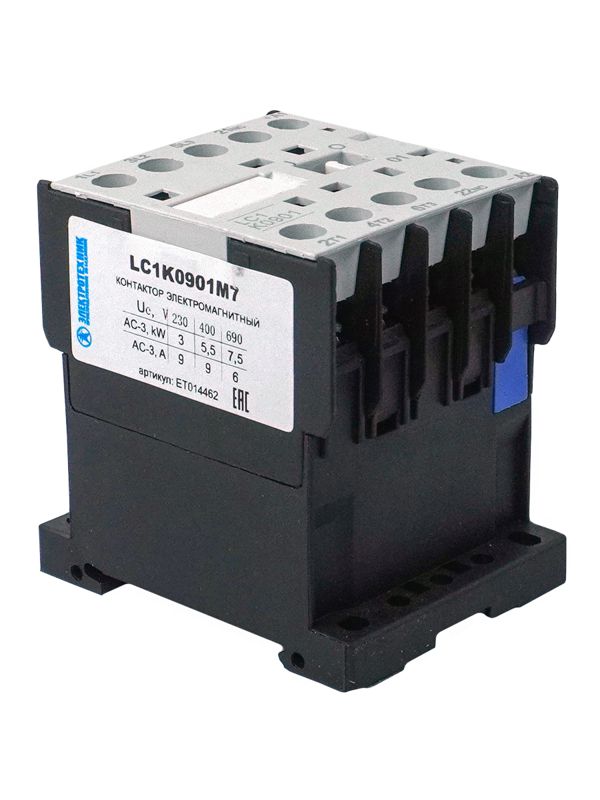 Контактор LC1K0901M7 3п 9А кат. 220В AC 1НЗ винтов. зажим Электротехник ET014462