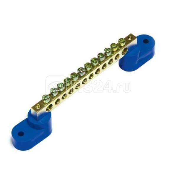 Шина нулевая 63.14 (2 изолятора стойка) латунь Передовик 35023