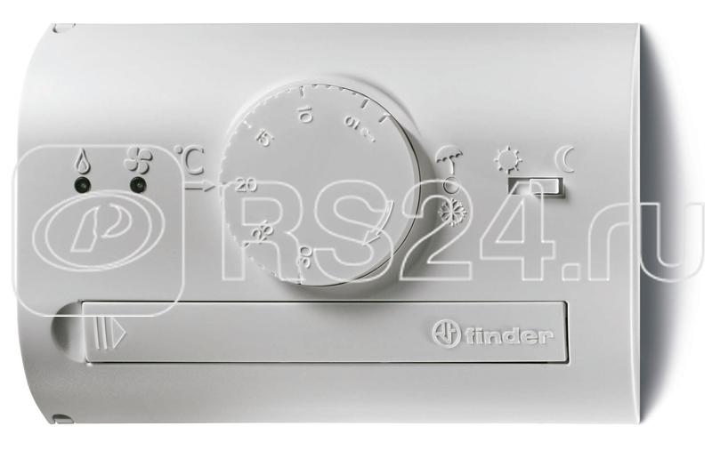 Термостат комнатный 3В DC 1СО 5А монтаж на стену поворотная ручка переключатель ДЕНЬ/НОЧЬ дисплей черн. FINDER 1T4190032000
