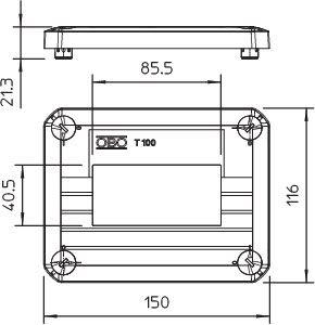 Крышка для T-100 с отверстием под 2 Modul 45 151х117х15 T 100 D MSD2A OBO 2007826