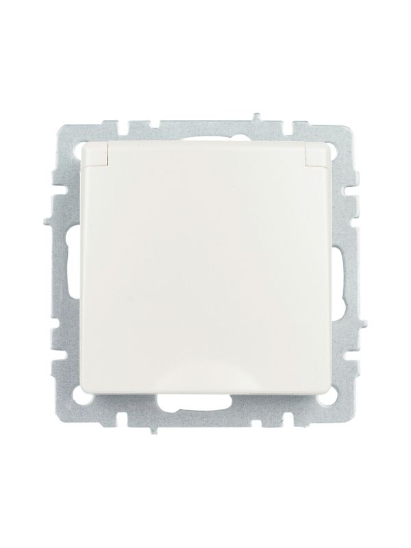 Розетка BRITE РСбш10-3-БрЖ 16А IP20 с заземл. защ. шторки с крышкой механизм жемчуж. IEK BR-R16-16-K36