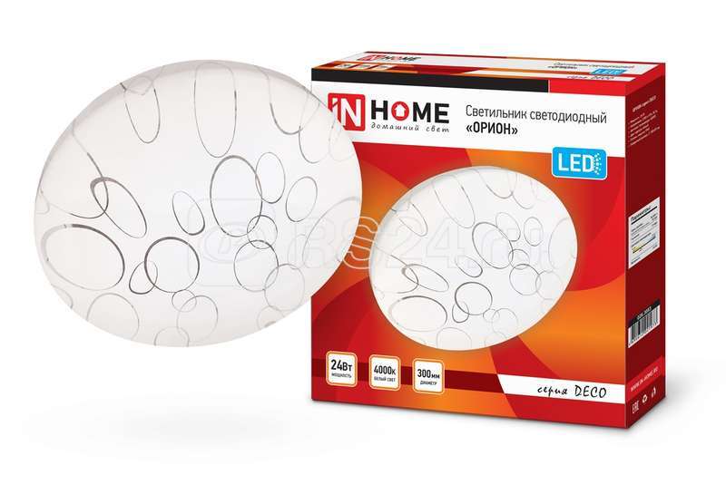 Светильник светодиодный DECO ОРИОН 24Вт 4000К 2160лм 230В 330х55мм IN HOME 4690612021973