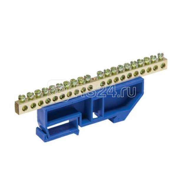 Шина нулевая N 63.10 изолятор на DIN-рейку латунь Передовик 35012