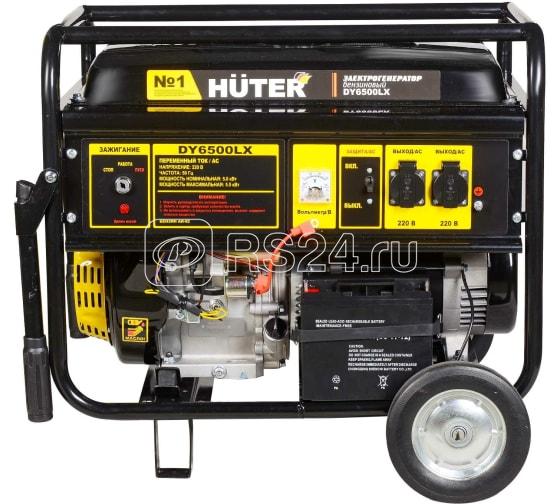Бензогенератор DY6500LX 1ф 5000Вт ручной стартер с колесами с аккумулятором HUTER 64/1/15