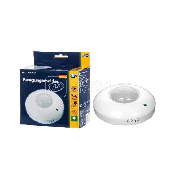 Датчик движения накладной с индик. 360град. 1200Вт 6м бел. REV 28506 9