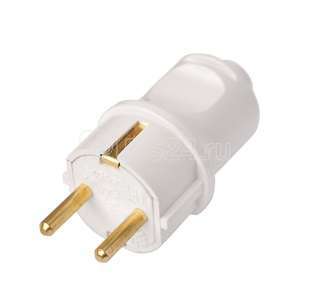 Вилка штепсельная 16А 250В IP20 с заземл. бел. Bylectrica В16-379