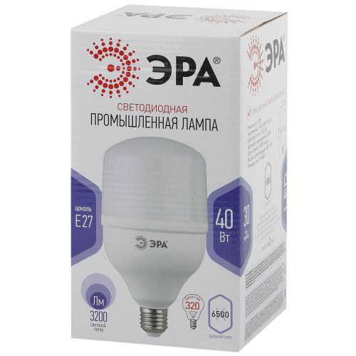 Лампа светодиодная высокомощная STD LED POWER T120-40W-6500-E27 40Вт T120 колокол 6500К холод. бел. E27 3200лм Эра Б0027006