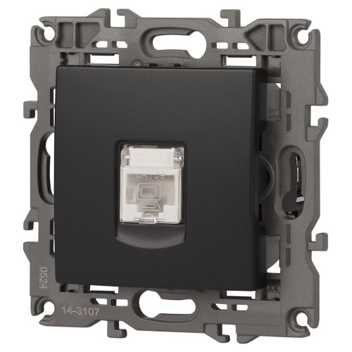 Розетка компьютерная 1-м Elegance 14-3107-05 RJ45 IP20 механизм антрацит Эра Б0034306