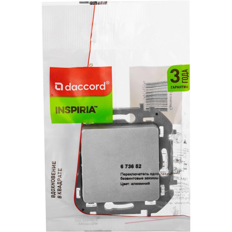 Переключатель 1-кл. Inspiria 10А IP20 250В 10AX механизм алюм. IEK 673652