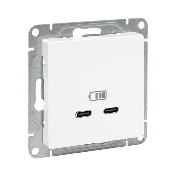 Розетка 2-м СП Эпика USB-C механизм бел. EKF UP1-SOW-2USBC