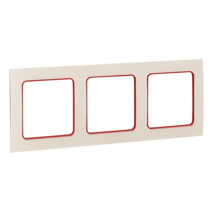 Рамка 3-м Стокгольм бел. с линией цвета красн. PROxima EKF EAM-G-304-10