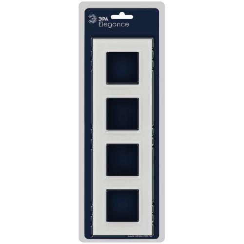 Рамка 4-м Elegance 14-5104-01М для розеток и выключателей стекло матов. бел. Эра Б0065838