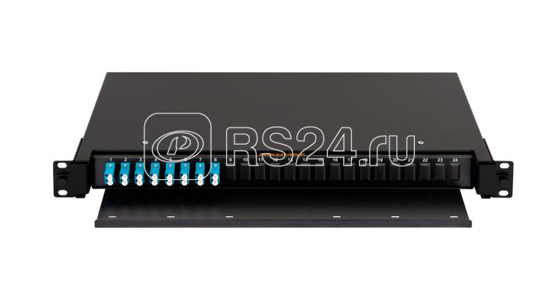 Кросс оптический 19дюйм 1U на 16 портов LC/UPC укомплектованный (8 двойн. LC/UPC адаптеров) SM 9/125 OS2 выдвижной черн. NIKOMAX NMF-RP16LCUS2-TS-P1-1U-BK