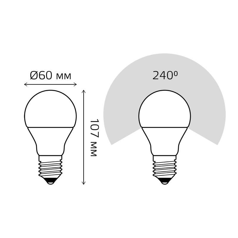 Лампа светодиодная Black 10Вт A60 грушевидная 4100К нейтр. бел. E27 920лм GAUSS 102502210